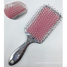 Silver-Plated Pink Square Paddle Hairbrush